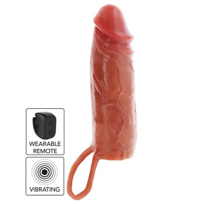 Get real - funda hydrated skin de silicona con vibración para pene caramelo 16 cm - - 1