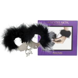 Adrien lastic - esposas metal con plumas negro - - 4