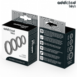 Addicted toys - set anillos pene texturizados 4 tamaños - - 3