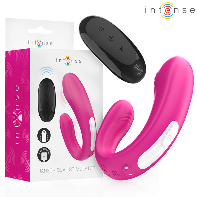 Intense - janet estimulador y vibrador dual en forma de u con control remoto rosa - - 1