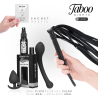 Contenido del kit Taboo Nights Anal: estimulador, plug, látigo, spray relajante y gel Bruma
