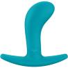 Vista frontal del plug BOOTIE S aguamarina y su base flexible