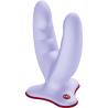 Vista frontal de RYDE violeta en U con brazo estriado