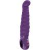 Vista tres cuartos de PATCHY PAUL violeta oscuro con cuerpo flexible, asa de aro y botones