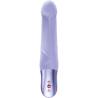 Vista frontal de MR. BOSS violeta con cabeza redondeada, relieve y controles