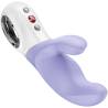 Vista diagonal de MISS BI violeta con eje curvado, brazo externo, asa blanca y controles