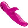 Vista diagonal de LADY BI magenta con eje largo curvado, brazo externo, aro y controles