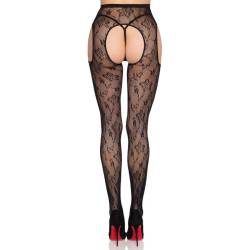 Leg avenue - 1967 medias de liguero con red de flores negro - talla única - 2