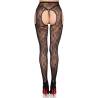 Leg avenue - 1967 medias de liguero con red de flores negro - talla única - 2