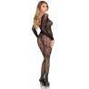 Leg avenue - 89366 bodystocking de lencería de encaje negro - talla única - 4