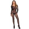 Leg avenue - 89366 bodystocking de lencería de encaje negro - talla única - 6