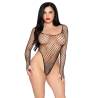 Leg avenue - 89377 bodysuit de red industrial de corte alto negro - talla única - 1