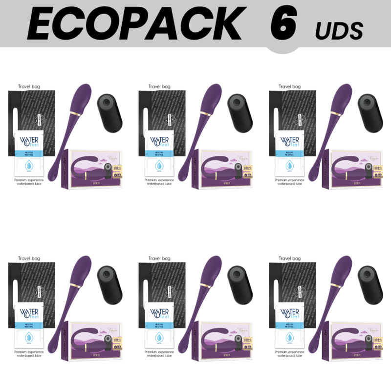 Ecopack 6 uds - treasure merlin double couple vibrator control remoto - 1