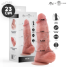 Dildo Spencer Medium de 23 cm con sus grosores, delante de su caja