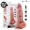 Mr Intense Big Spencer dildo de 25,5 cm junto a su caja, con medidas