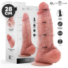 Dildo Spencer ExtraBig de 28 cm con sus grosores, delante de su caja