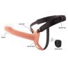 Partes del strap-on vibrador Inferno de 20 cm: arnés, funda vibradora y mando