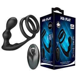 Mr play - anillo para pene con plug anal con vibración control remoto - 1