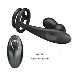 Mr play - anillo para pene con plug anal con vibración control remoto - 5