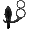 Plug texturizado con anilla doble Addicted Toys negro de frente
