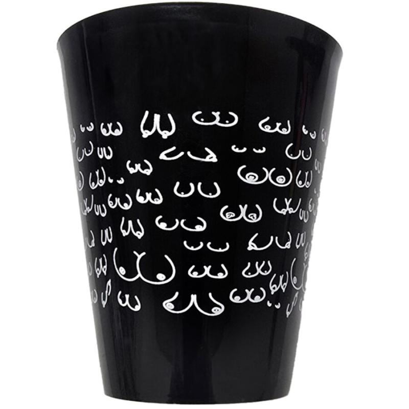 Diablo picante - vaso negro 500 ml con tetas blancas - 1