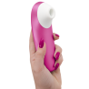 Vista lateral del Womanizer Pro rosa mostrando el cabezal