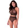 Passion - bs116 bodystocking malla brillantes negro - 1