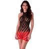 Passion BS117 vestido bodystocking negro y rojo vista frontal