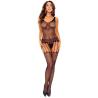 Passion BS119 bodystocking floral negro vista frontal