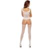 Passion BS119 bodystocking floral blanco vista trasera