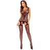 Passion BS121 bodystocking efecto liguero negro vista frontal