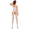 Passion BS121 bodystocking efecto liguero blanco vista trasera
