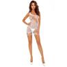 Passion BS123 minivestido bodystocking floral blanco vista frontal