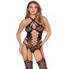 Leg Avenue 89367 teddy halter negro con medias vista frontal