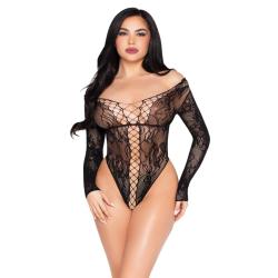Leg avenue - 89370 teddy de red y encaje negro talla unica - 1