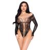 Leg avenue - 89370 teddy de red y encaje negro talla unica - 1