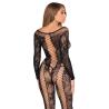 Leg Avenue 89369 jumpsuit negro de red y encaje vista trasera