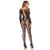 Leg Avenue 89369 jumpsuit negro de red y encaje trasera completa