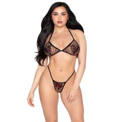 Leg avenue - 86147 top de bra de red y panty g-string negro - talla unica - 1