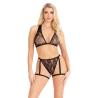 Leg Avenue 86148 top y panty con ligueros negro vista frontal