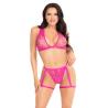 Leg avenue - 86148 top de bra de encaje y panty con ligueros rosa - talla unica - 1