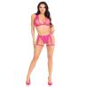 Leg avenue - 86148 top de bra de encaje y panty con ligueros rosa - talla unica - 2