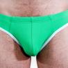 Burn 022 slip verde con ribetes blancos detalle frontal
