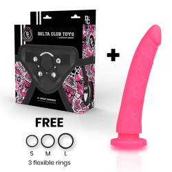 Delta club toys arnes + dildo rosa silicona medica 17 x 3 cm