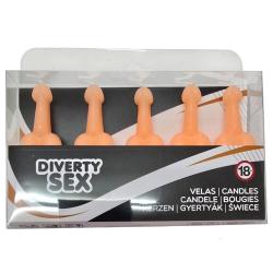 Diablo picante - caja 5 velas forma pene carne