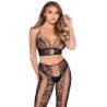 Leg avenue - 89368 crop top de red y encaje con medias negro - talla unica - 3