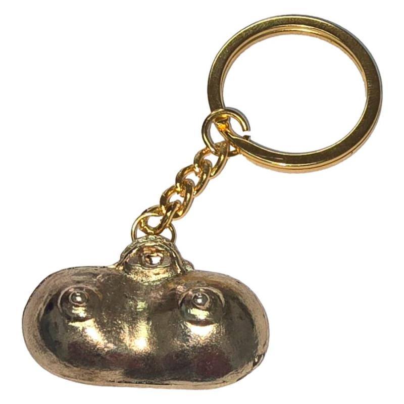 Diablo picante - llavero metal tetas dorado - 1