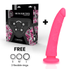 Delta club toys dildo + arnes rosa silicona medica 20 x 4cm - 2