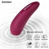 Satisfyer Curvy 1+ granate con los iconos de características