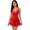 Camisón y braguita rojos Livco Corsetti Nuit, modelo de frente